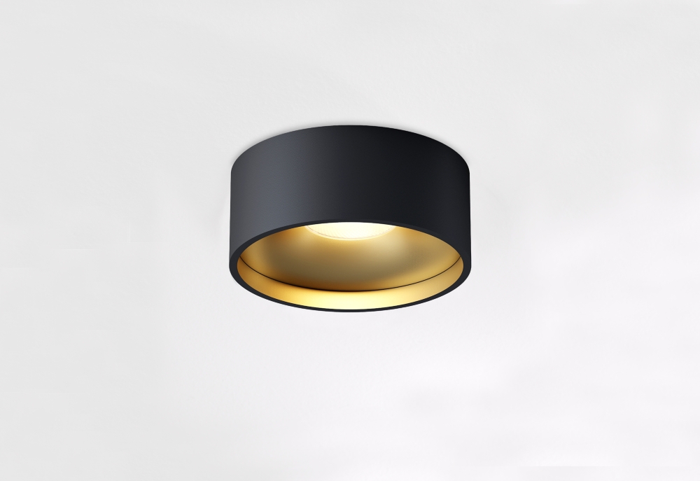 Artdelight Badkamer plafondlampOran Ø 12cm - Zwart/goud - PL ORAN ZW-GO afbeelding